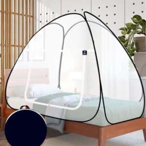Kuber Industries Foldable Mosquito Net For Single Bed Corrosion Tent6Point5X4Ft Blue