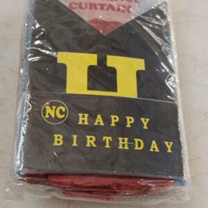 Happy Birthday Decoration Set 2 Pcs Golden Fringe Curtains 1Pcs Happy Birthday Red Foil Ball