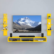 Tv Cabinet For Bedroom In 32 Inch In Engineered Wood Yellow