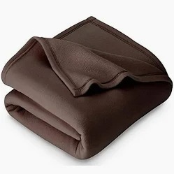 Heavy Winter Plain Lightweight Polar Fleece Blanket For Single Bed Brown