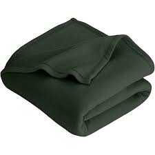 Heavy Winter Plain Lightweight Polar Fleece Blanket For Single Bed Dark Green