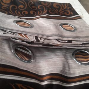 Printed Door Curtains 7 Foot Brown Set Of 2