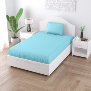 Sky Blue Colour Single Bed Sheet With Cushion Cover Size 150X225Cm