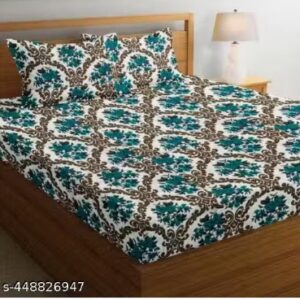 Finesse Decor Single Printed Poly Cotton Bed Sheet 70X100 Inches With 2 Pillow Covers 29X19 Inches White Colour