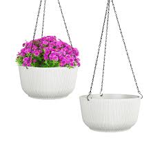 Elegant Plastic Hanging Flower Pot With Chain For Home Decor Multicolor Pack Of 16