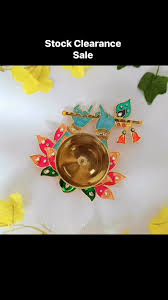 Colorful Pichwai Printed Radha Krishna Brass Diya