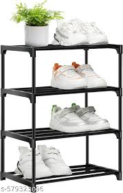 Multipurpose 3 Layer Black Plastic Shoe Rack