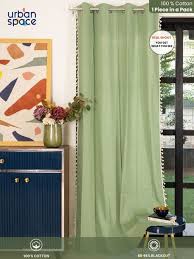 Urban Space Boho Cotton Window Curtain Sage Green Size 7X4 Feet Pack Of 1