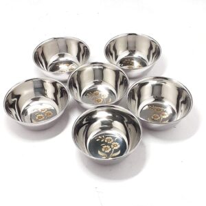 Stainless Steel Flower Printed Katori Pack Of 6