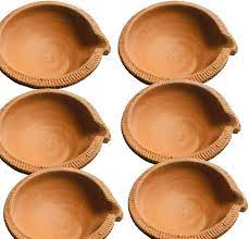 Shriyam Craft Clay Big Size Diye Pack Of 6