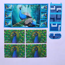 7Pcs 3D Peacock Printed Fridge Cover