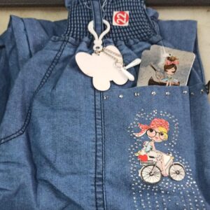 Blue Colour Printed Kids Girls Jeans Size 22