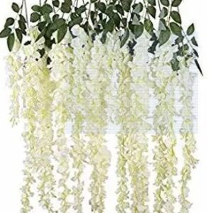 Wisteria White Wisteria Artificial Flower 45 Cm Pack Of 6 Vine Creepers