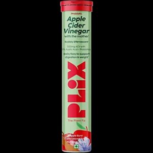 Plix Probiotics Apple Cider Vinegar Effervescent Tablets Detox Cleansing 60 Gm Tablets