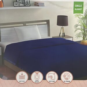 Happy Living Satin Fleece Single Blanket Blue Colour Size 1 Point 50M 2 Point 20M