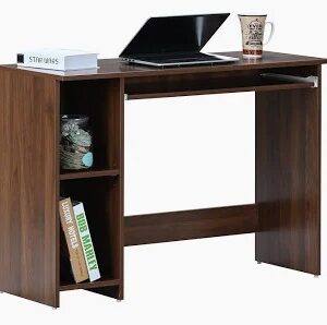 Deckup Apollo Kt Engineered Wood Study Computer Table Walnut Matte Finish