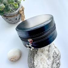 Mini Round Jewelry Box Organizer Black