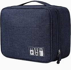 Fabric Electronics Accessories Organizer Bag Blue