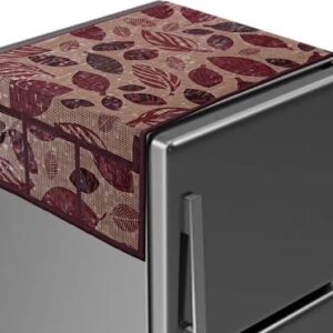 Brown Leaf Printed Fridge Top Cover
