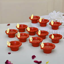 Plastic Diwali Water Sensor Diya Pack Of 24 Pcs