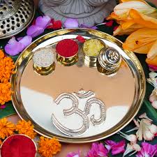 Serdharm Om Brass Pooja Thali