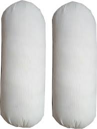 White Color Microfiber Bolster Pack Of 2 Solid Round Pillow