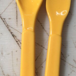 Plastic Spoon Fork For Kids Tiffin Yellow 2Pcs