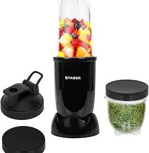 Faber Sportz 2In1 Nutrifit Nero Blender Mixer Grinder 400W 100 Copper Motor Detachable Ss Blade 500Ml 300Ml Jars Wet Dry Grinding Smoothie Maker