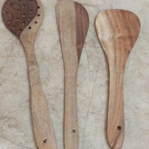 Kitchen Wooden Spoon For Cooking Soup Vegetables Dosa Roti Chapati Set Of 3 Second