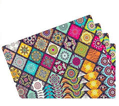 Multicolor Rangoli Print Fridge Mat 6Pcs