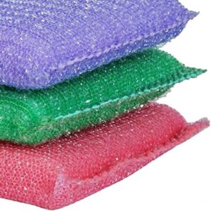 Multicolor Pack Of 3 Scratch Proof Plastic Dishwasher Scrubber