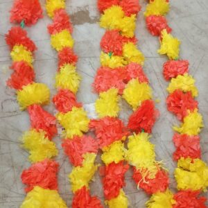 Artificial Marigold Flowers Garlands Hangings Set Decor 4 Point 8 Feet Long Pack Of 5