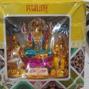 Memoir Gold Plated Brass Lakshmi Ganesh Stand Hindu God Idol Diwali Offer Puja Item Home Decor