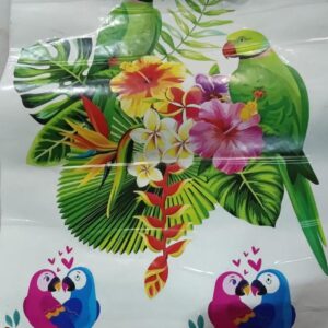 Vastu Green Parrot 2 Pcs Switch Paper Wall Sticker Poster Multicolor Flower Parrot Rangoli