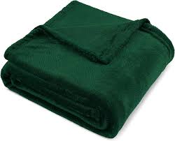 Satin Fleece Blanket For Single Bed Dark Green
