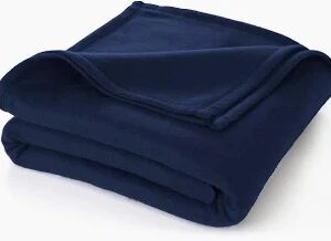 Satin Fleece Blanket For Single Navy Blue