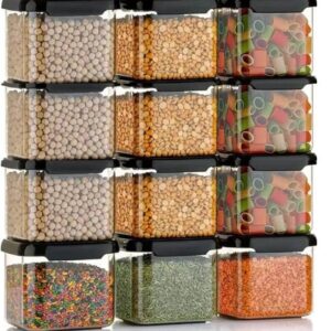 Kitchen Unbreakable Pack Of 12 Airtight Square Plastic Containers Set Kitchen