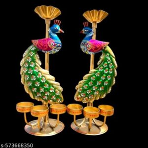Elegants Peacock Tealight Candle Holder Showpiece Candle Holder Stand Showpiece For Home Decor Set Of 2