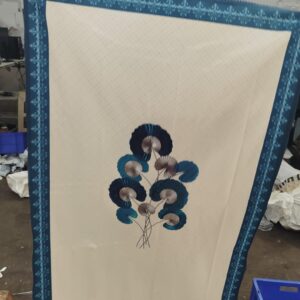 Golden And Peacock Colour Dining Table Cover 4 Seater