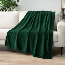 Satin Fleece Blanket For Single Bed Dark Green