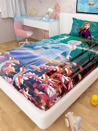 Disney Frozen Digitally Printed Single Bedsheet For Kids Multicolour