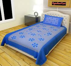 Single Bed Sheet Cover With 1 Pillow Cover Blue Color