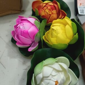 Sysonby Set 4 Small Artificial Fake Lotus Water Plants Garden Tank Pond Decor Diwali Colours