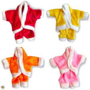 Laddu Gopal Monkey Suit Set 4 Woolen Shirt Pant Bal Gopal Idol Velvet Fabric Dress Multicolor 6 Inch