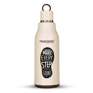 Trueware Atom 800 Insulated Inner Stainless Steel Water Bottle White Colour 800 Ml