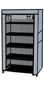 5 Layer Shoe Rack Cover Only Grey Portable Fabric Cover Zipper Shoe Stand