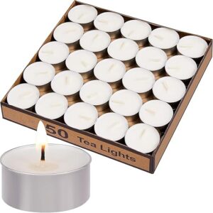 Unscented White Tealight Candles Bulk 4 Hours Long Burning 50Pcs