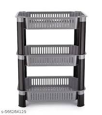 Grey Color Plastic 3 Layer Foldable Rack
