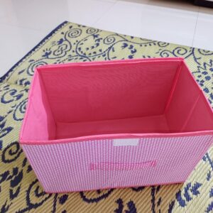 Non Woven Zig Zag Storage Lid Handle Wardrobe Pink Colour
