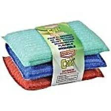 Foam Pad Sponge Scrubber Kitchen Long Lasting Stain Dish Wash Pack Of 3 Multicolour